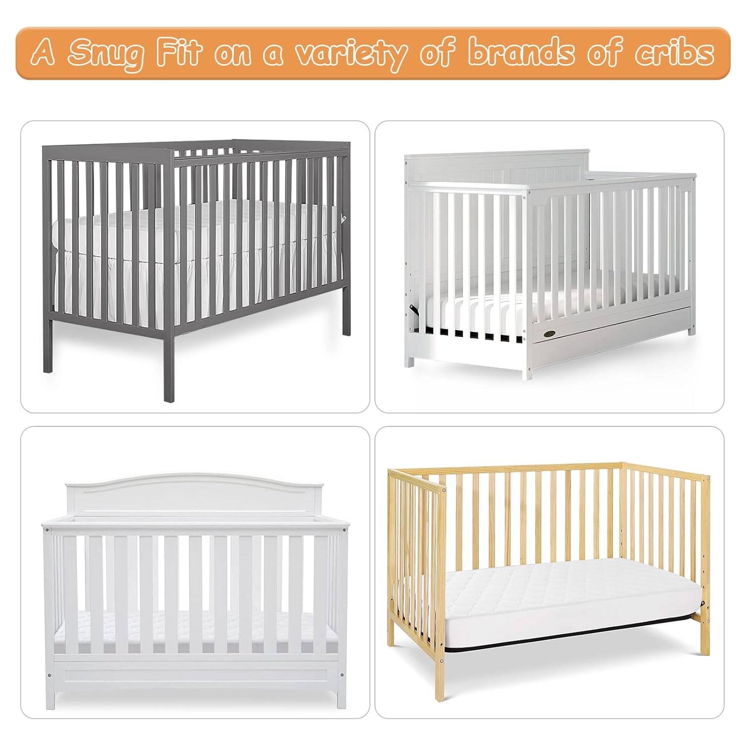 Waterproof Crib Mattress Protector, Quilted Infant Mattress Pad Cover Soft and Breathable