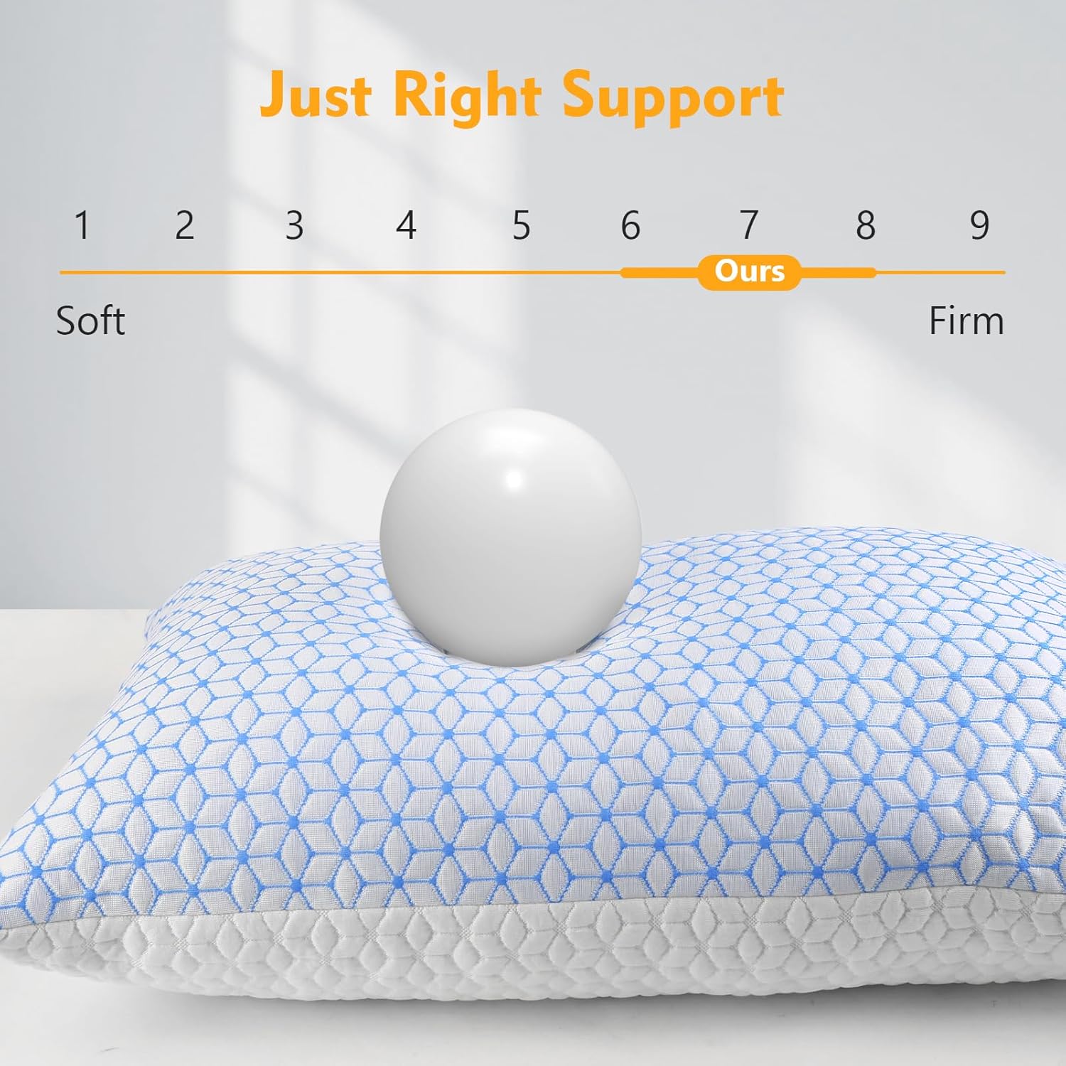 Shredded Memory Foam Pillows Queen Size Set of 2, Cooling Firm Pillows Queen Size 2 Pack for Bed