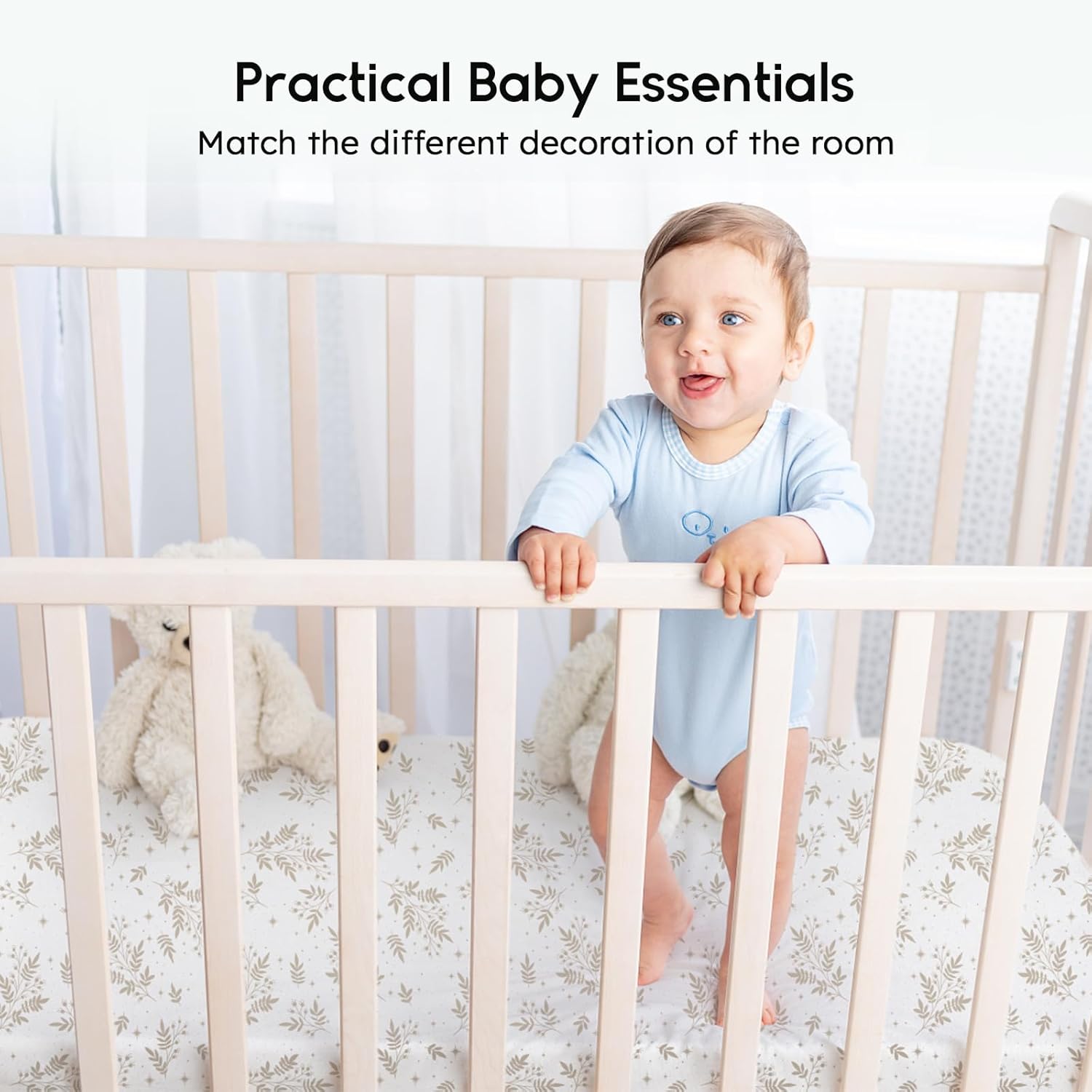 Crib Sheets for Boys Girls, Fitted Crib Sheet 2 Pack for Standard Crib and Toddler Mattress