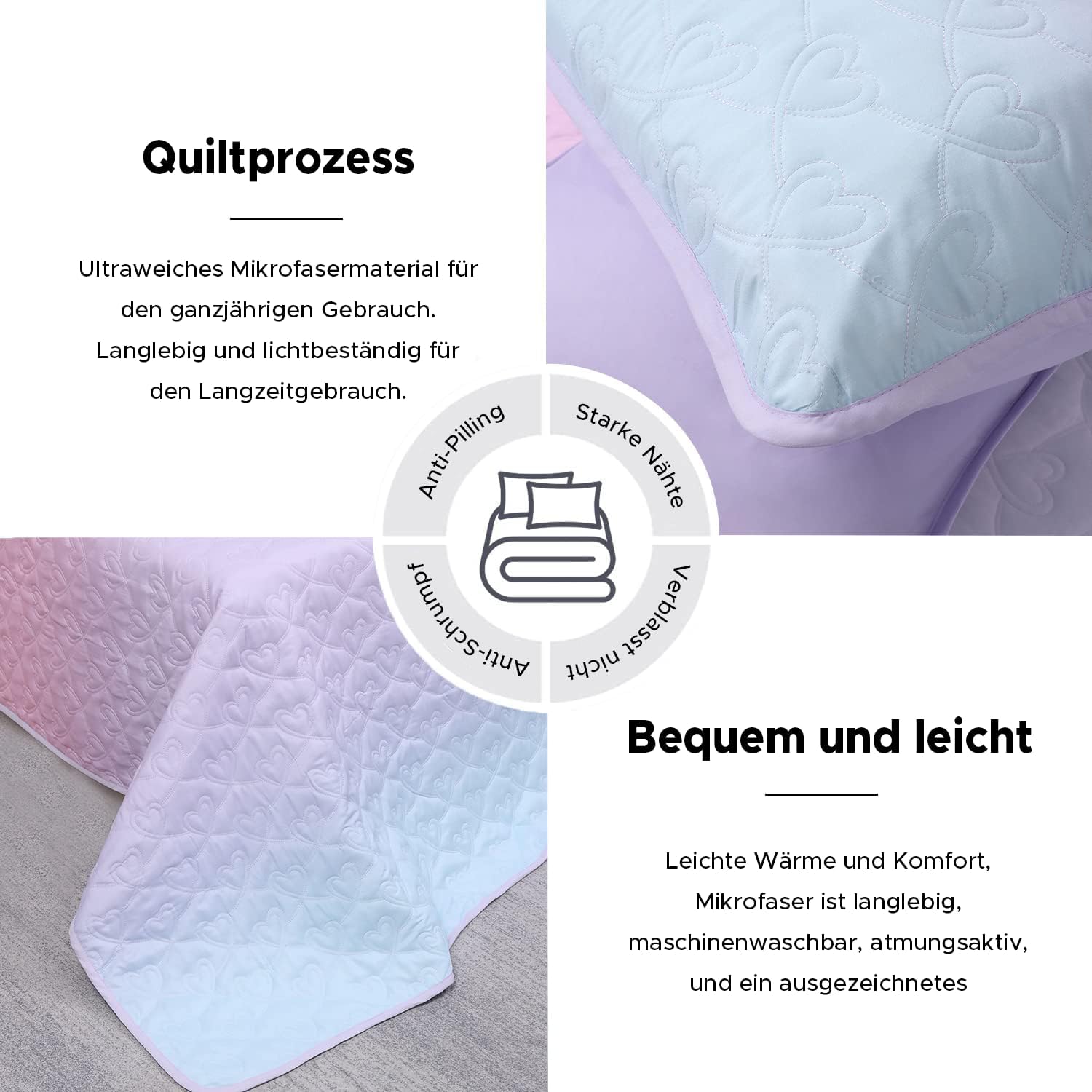 Quilt Set Full Queen Size 3 Piece, Bailey Pattern Printed Bedding Coverlet Set, Lightweight Soft Reversible Bedspread Sets for All Season (1 Quilt & 2 Pillow Shams)