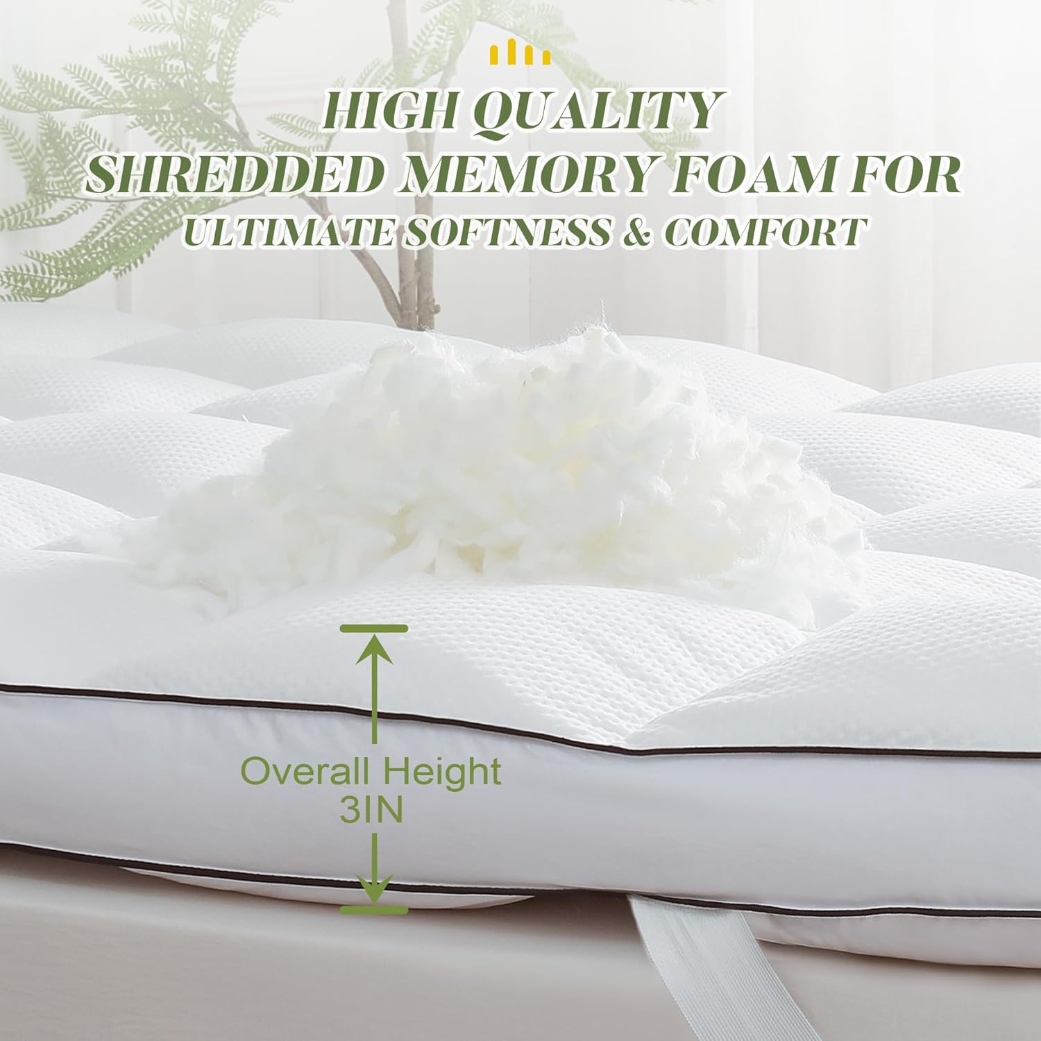 3 Inch Memory Foam Mattress Topper Queen Size, Extra Soft Pillow Top Mattress Topper