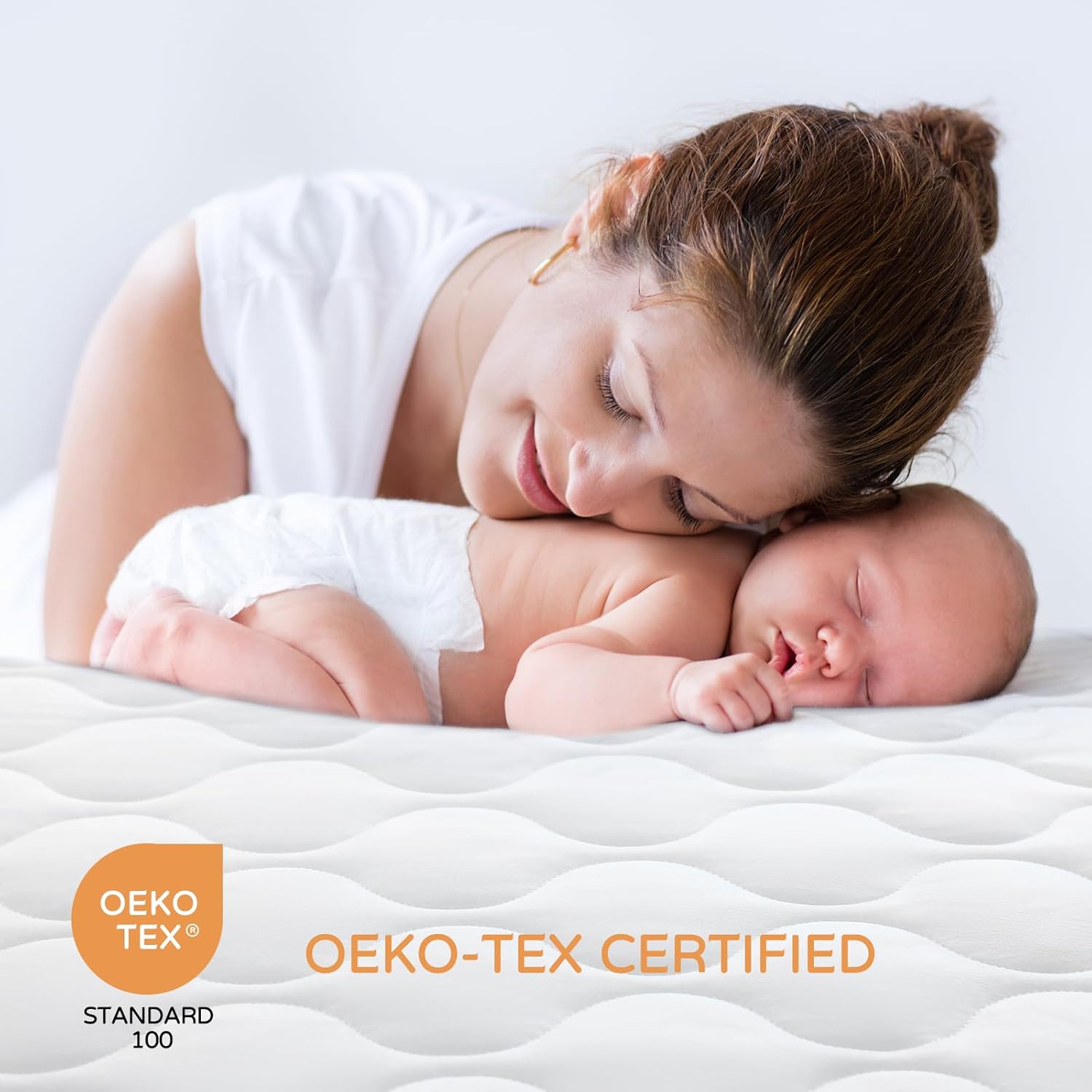 Waterproof Crib Mattress Protector, Quilted Infant Mattress Pad Cover Soft and Breathable