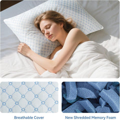 Shredded Memory Foam Pillows for Bed Set of 2