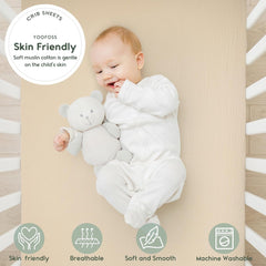 Crib Sheets for Boys Girls 100% Cotton Fitted Baby Crib Sheet 2 Pack Soft and Breathable for Standard Crib Mattress & Toddler Mattress