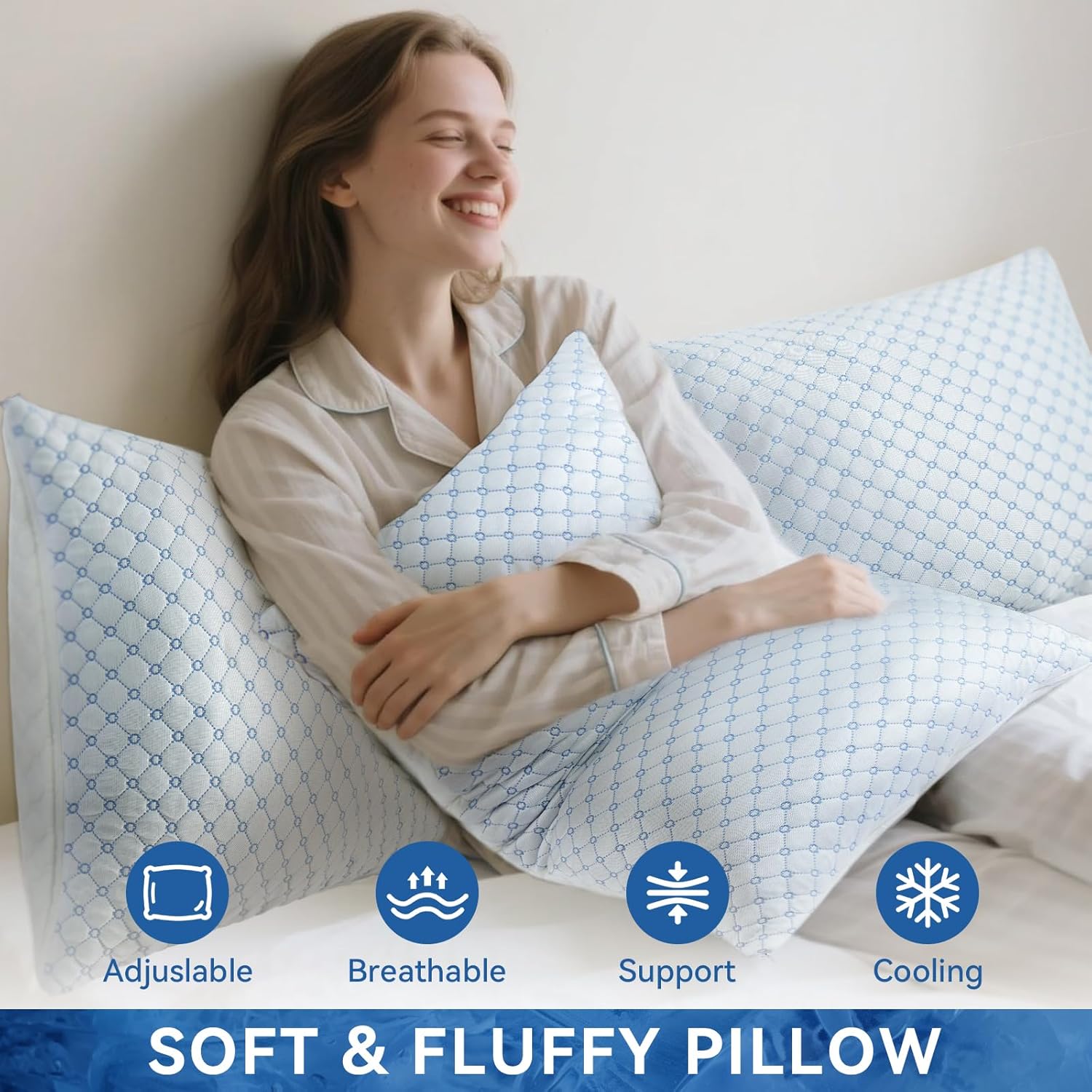 Shredded Memory Foam Pillows for Bed Set of 2