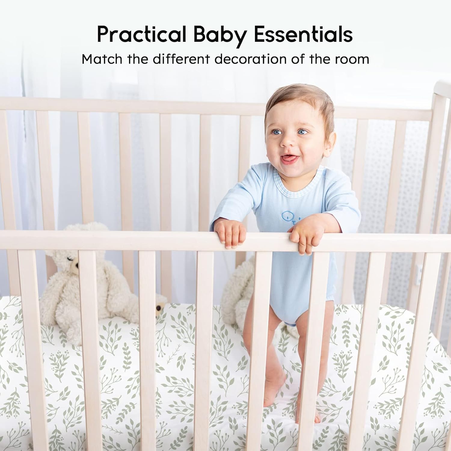 Crib Sheets for Boys Girls, Fitted Crib Sheet 2 Pack for Standard Crib and Toddler Mattress