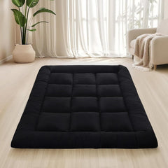 Japanese Floor Mattress Foldable & Portable Roll Up Futon Mattress 3" Black Tatami Mat for Adult and Kids