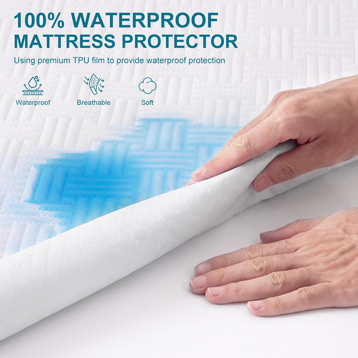 Waterproof Mattress Protector Full Size - Breathable, Noiseless, Ultra-Soft Bed Cover