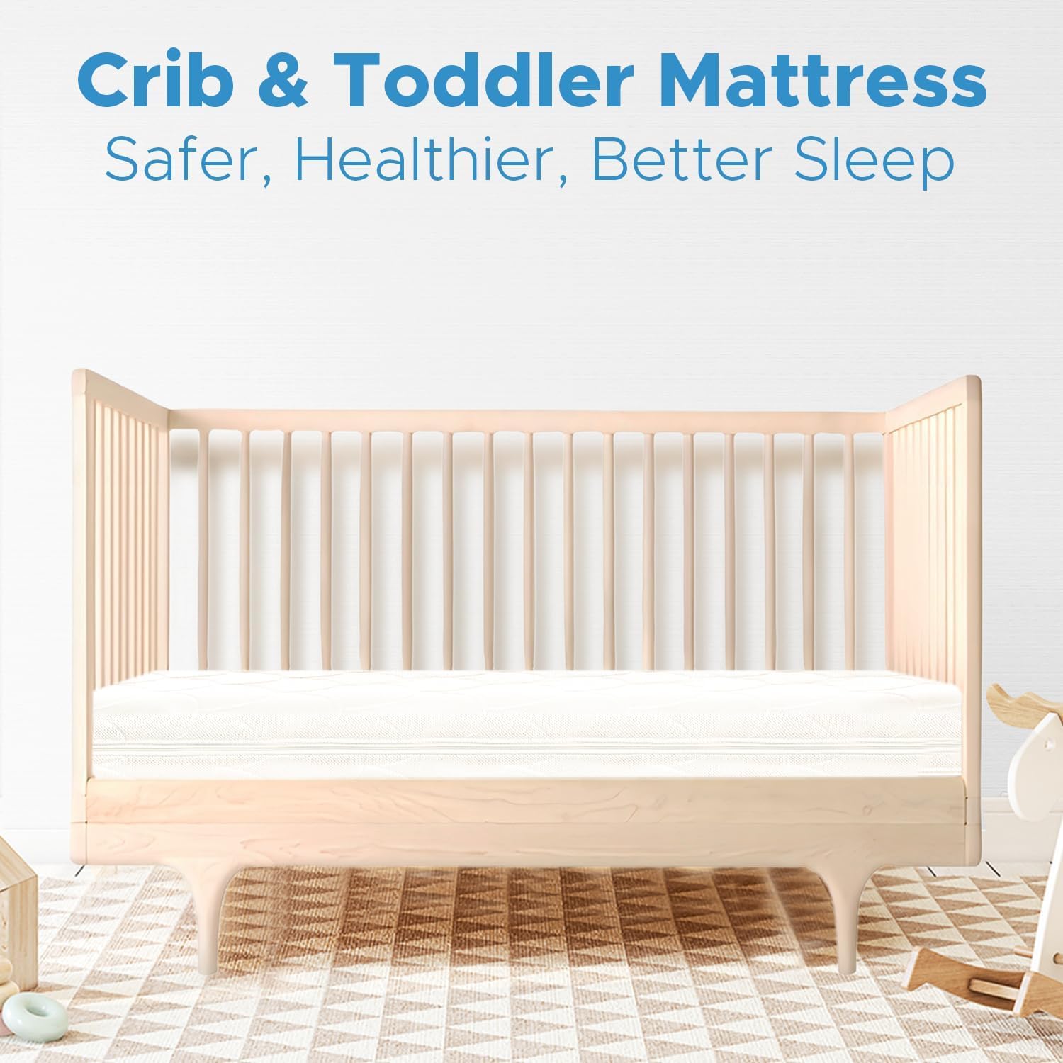 Crib Mattress, Dual-Sided Toddler and Baby Mattress with Washable Airfiber Insert and Removable Cover