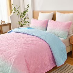 Pink Quilt Set Queen Ombre Blue Pink Mint Quilt Sets Kids Girls Bedding