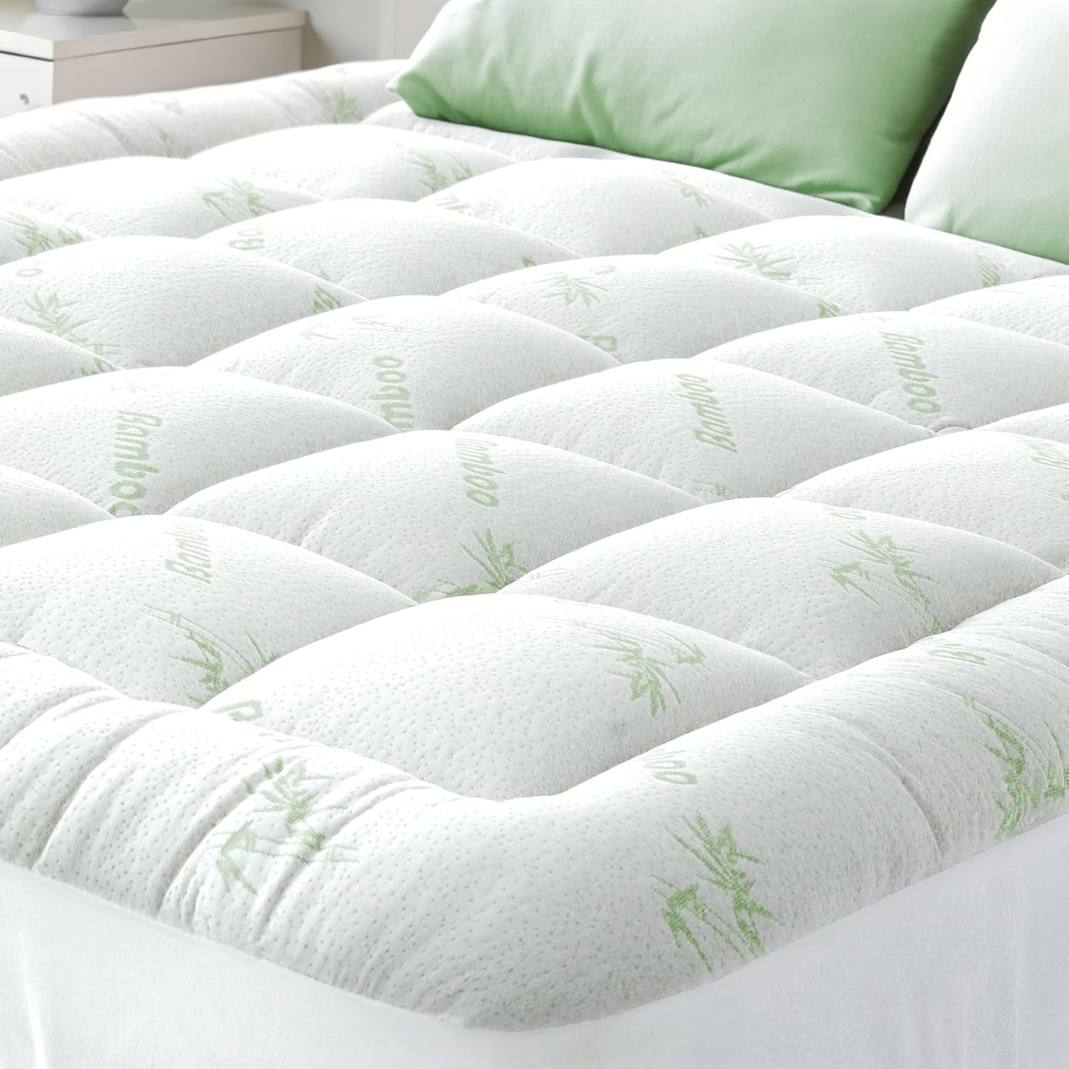 Ultra Soft Full Size Mattress Topper - Viscose Made from Bamboo Pillow Top Mattress Pad for Back Pain Relief