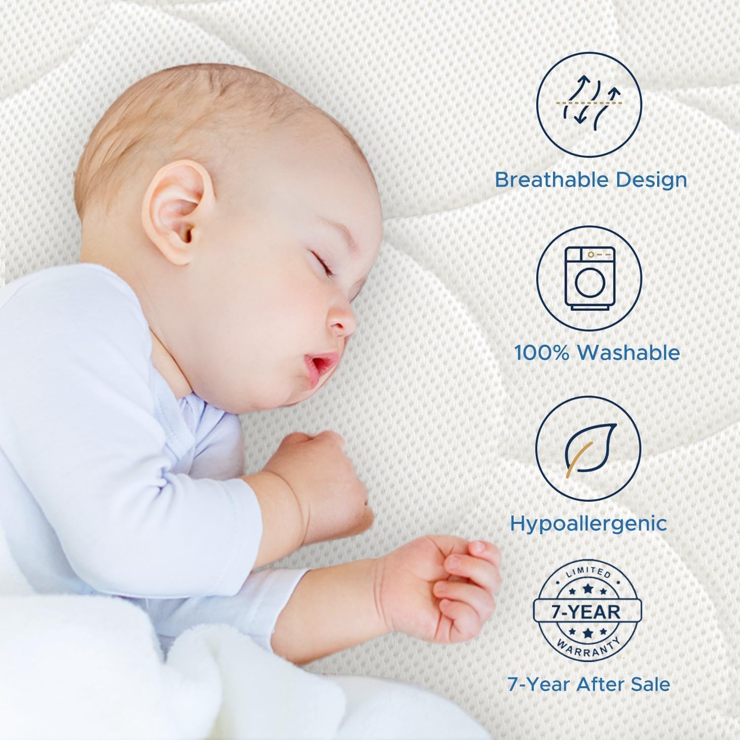 Crib Mattress, Dual-Sided Toddler and Baby Mattress with Washable Airfiber Insert and Removable Cover