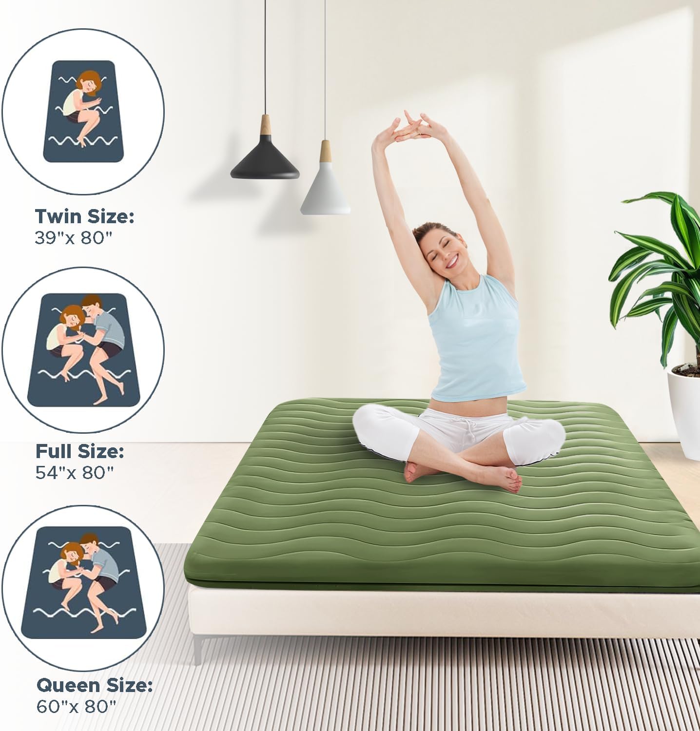 Japanese Floor Mattress, 100% High Density Comfortable Foam, 4" Thicken Foldable Mattress Tatami Mat Sleeping Pad