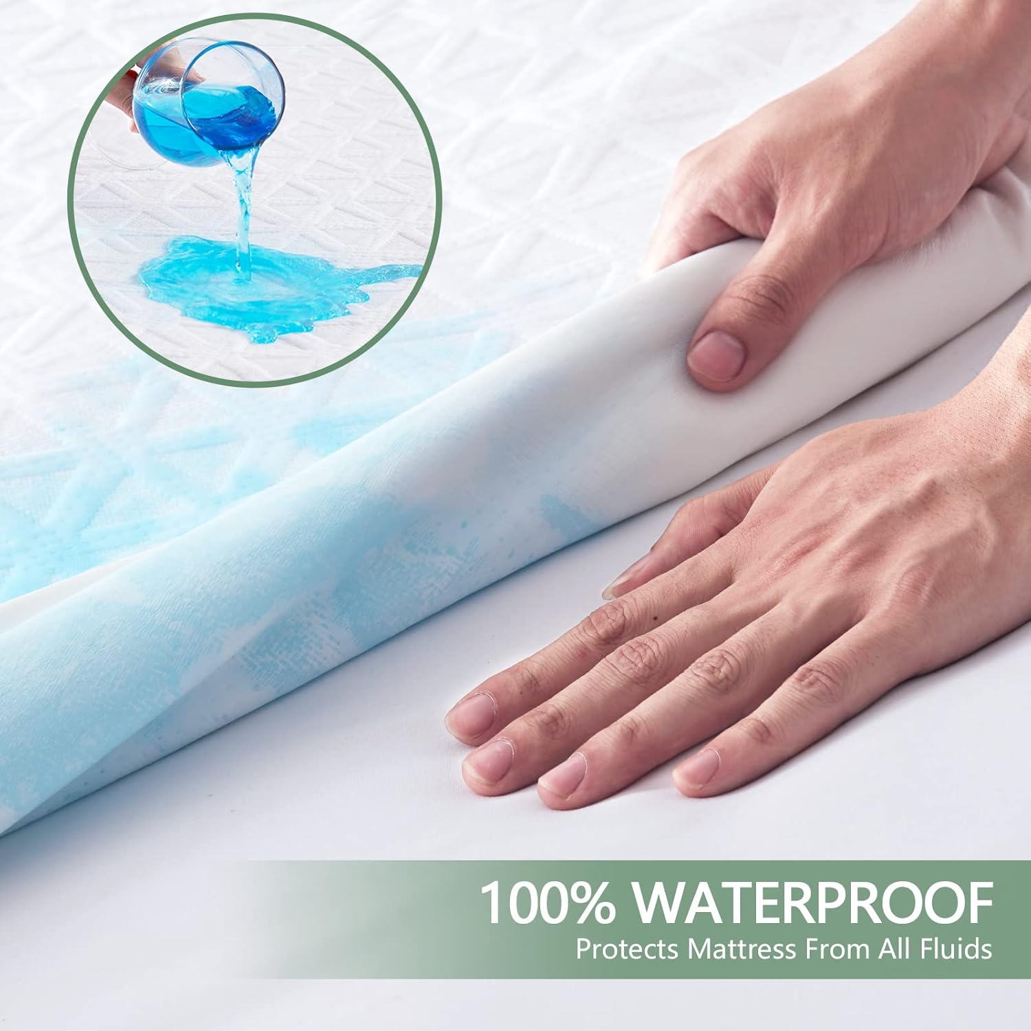 Premium 100% Waterproof Mattress Protector Queen Size, Breathable Bed Cover 3D Air Fabric Cooling Mattress Pad Cover Smooth Soft Noiseless Washable