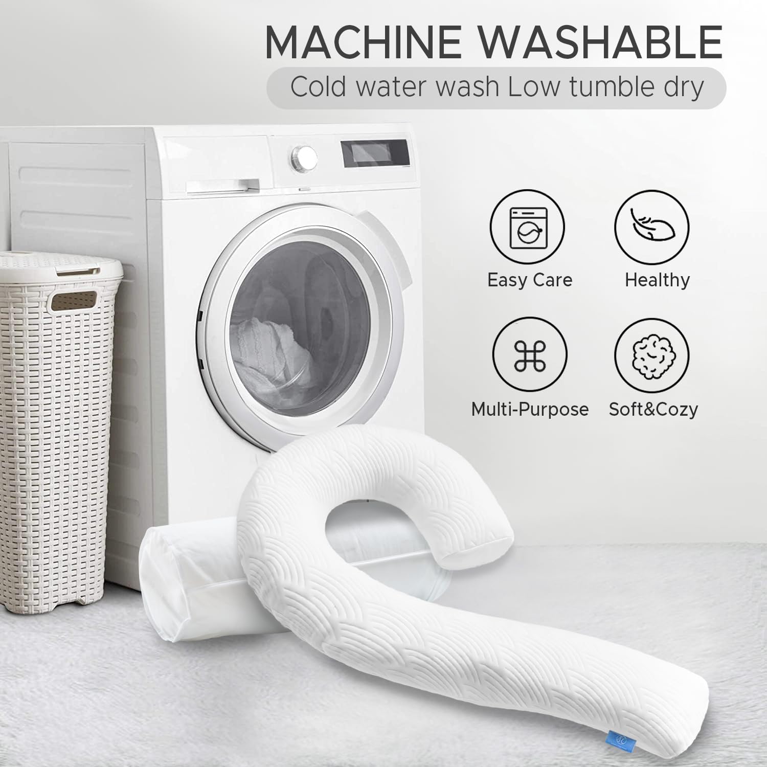 Body Pillow for Adults - Soft Long Bed Pillows Insert for Sleeping - Shredded Memory Foam & Removable Washable Cover