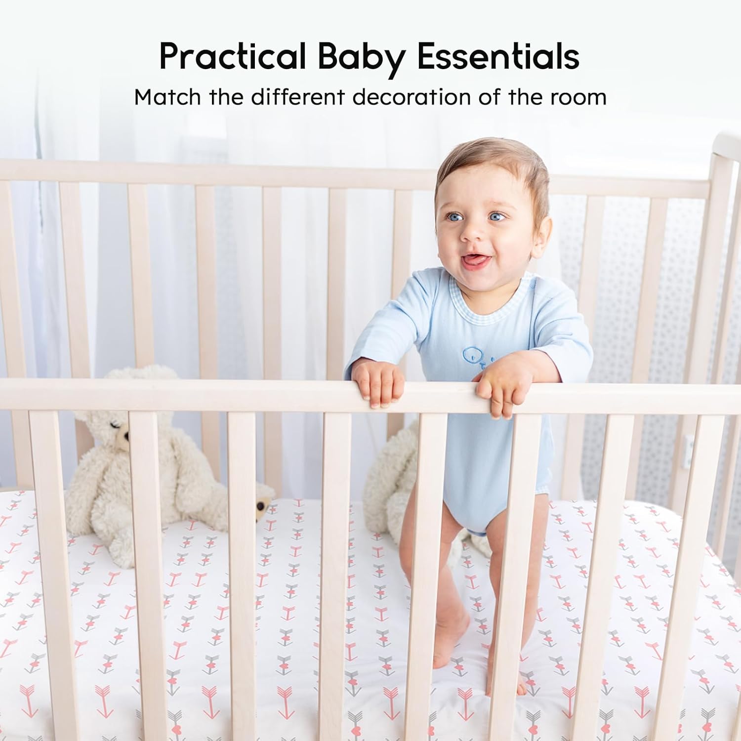 Crib Sheets for Boys Girls, Fitted Crib Sheet 2 Pack for Standard Crib and Toddler Mattress