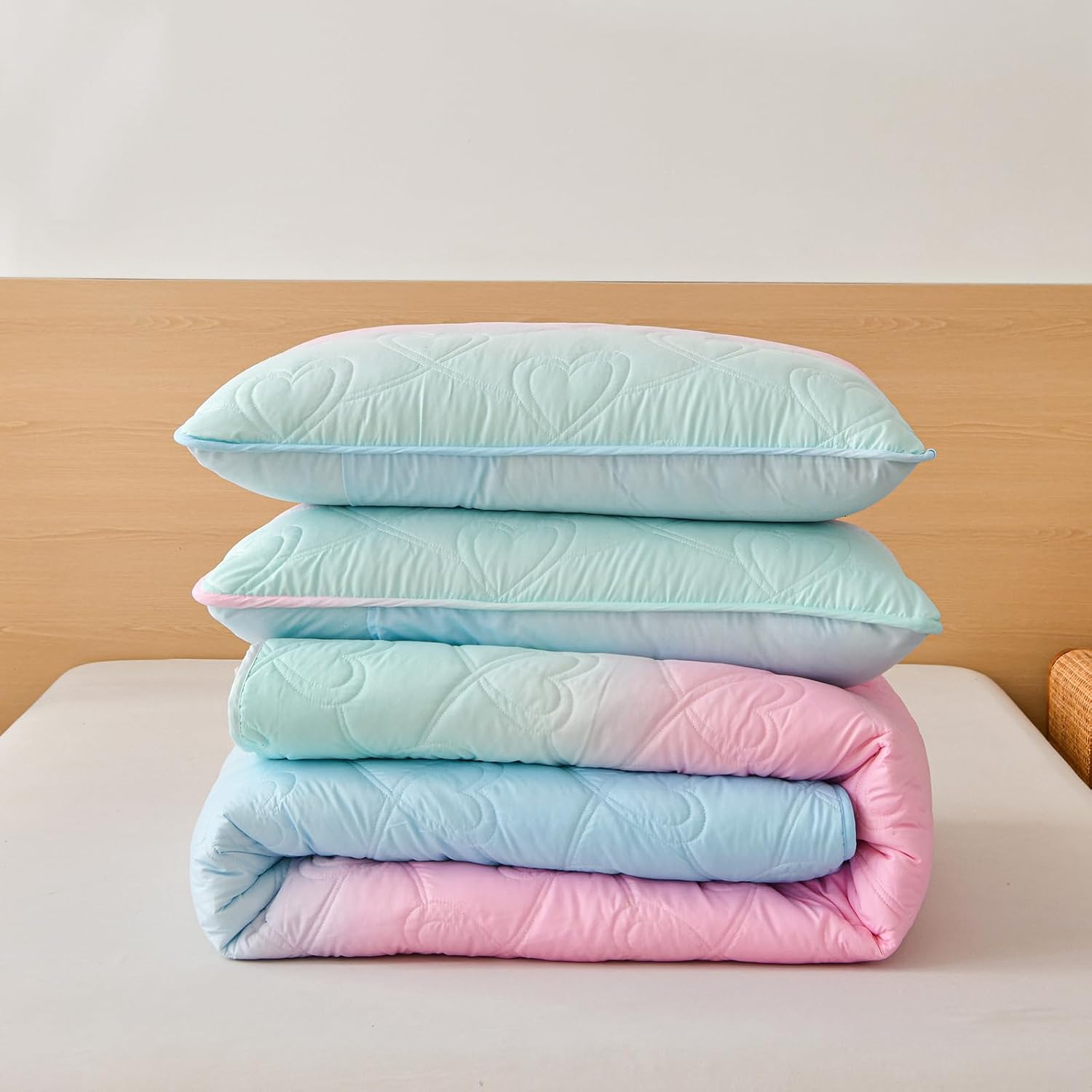 Pink Quilt Set Queen Ombre Blue Pink Mint Quilt Sets Kids Girls Bedding