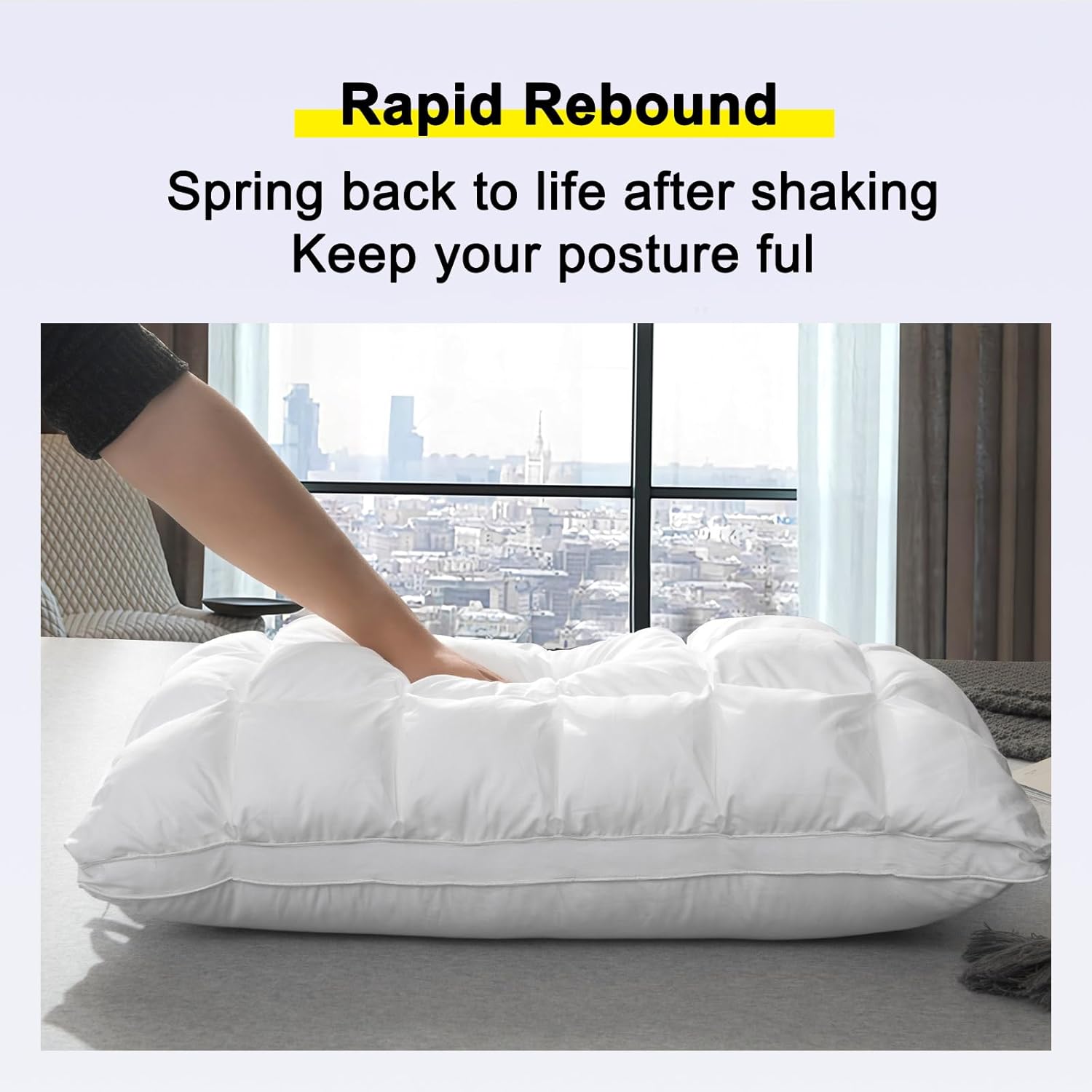 Soft Pillows Queen Size for Sleeping, Support Bed Pillows, Fluffy Down Alternative Pillow