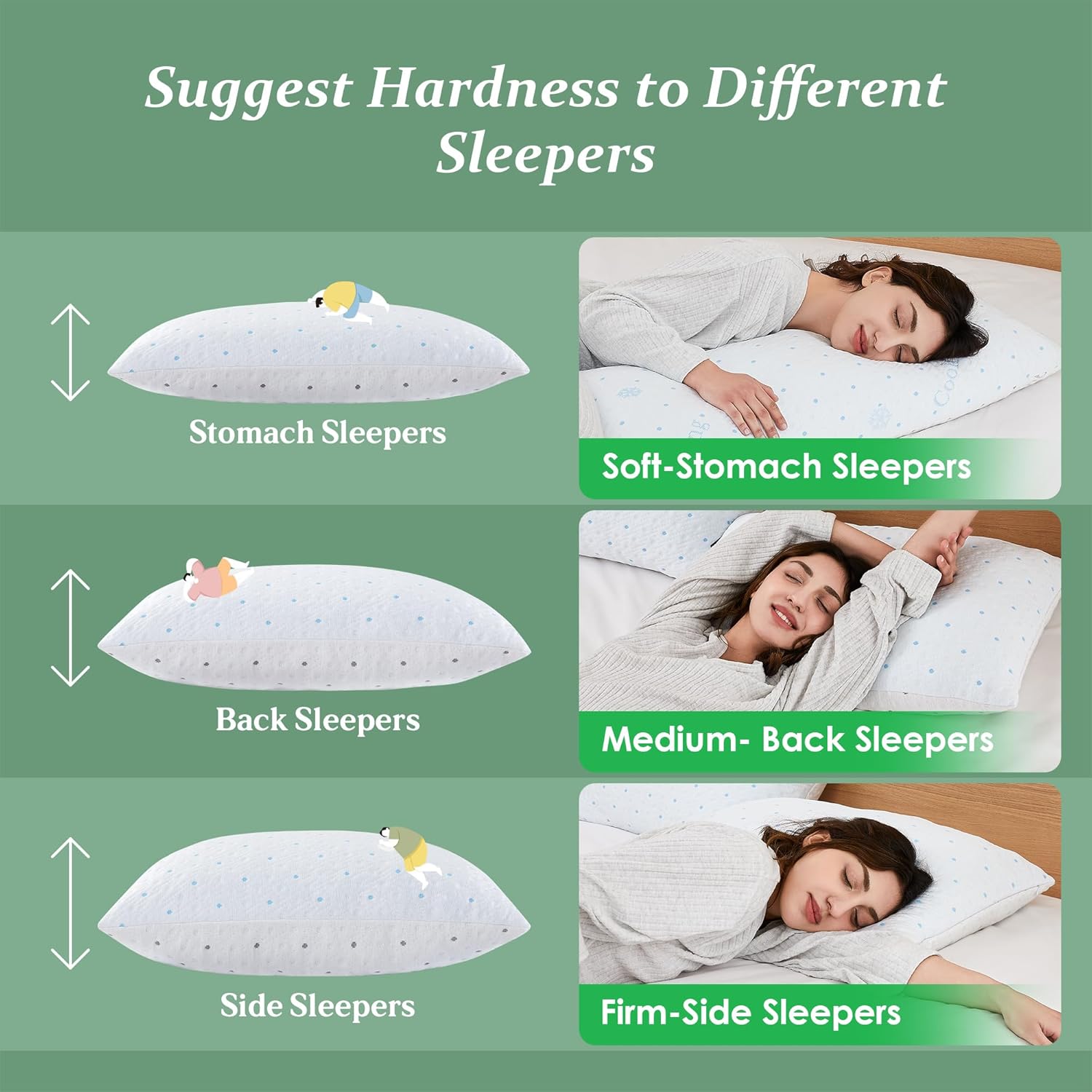 Queen Size Cooling Pillows Set of 2, Extra Stuffed 100% Shredded Memory Foam