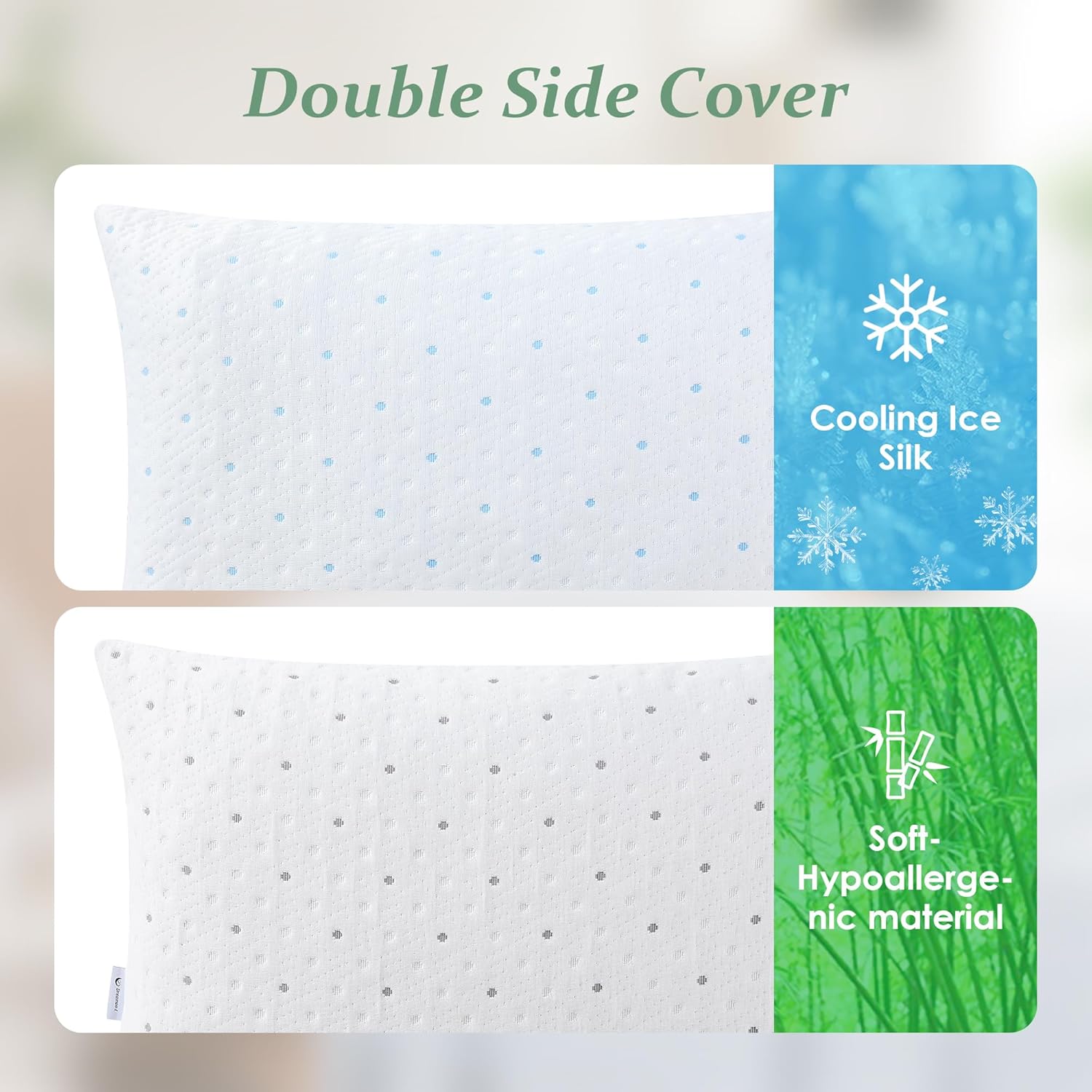 Queen Size Cooling Pillows Set of 2, Extra Stuffed 100% Shredded Memory Foam