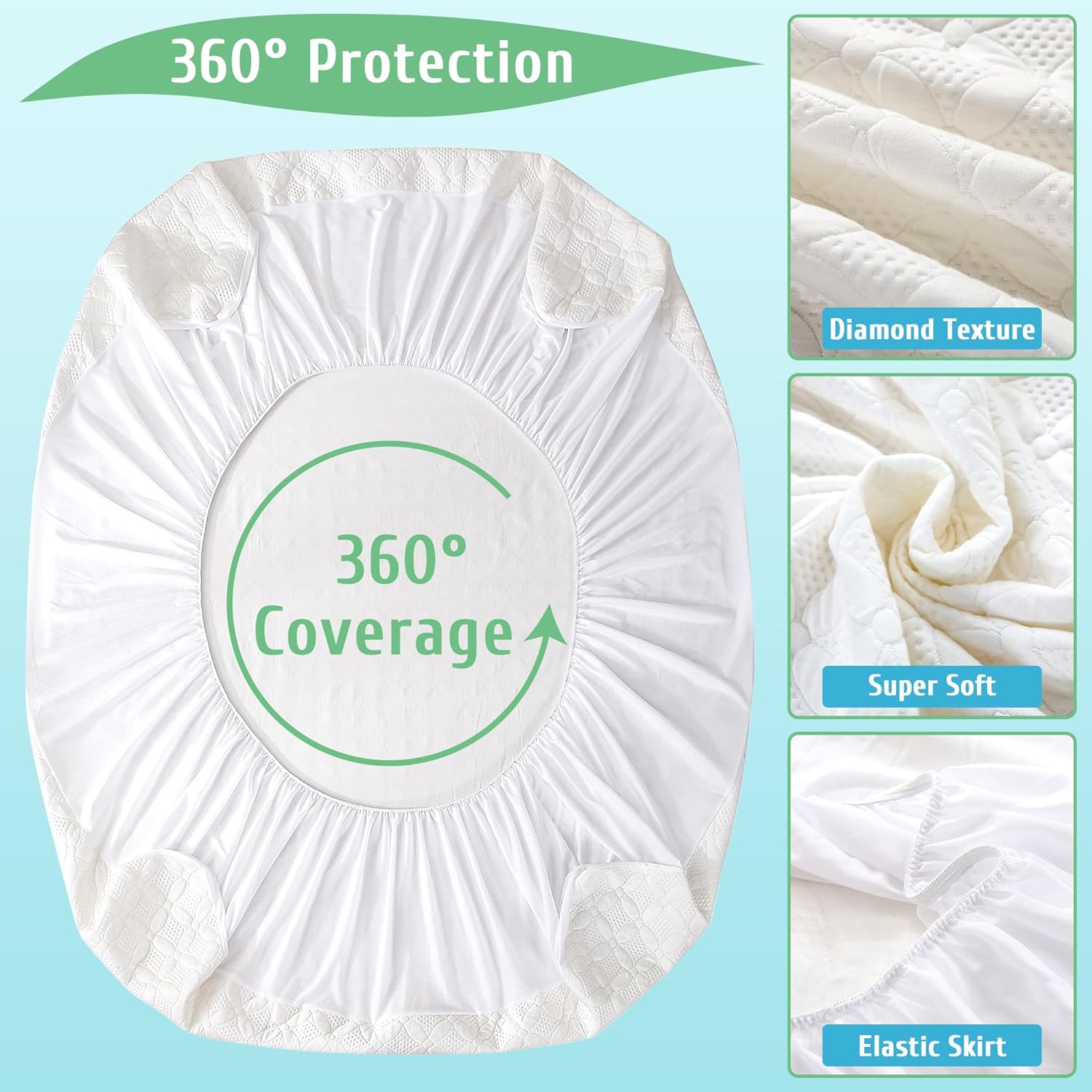 Waterproof Crib Mattress Protector, Soft Breathable and Noiseless Baby Mattress Pad Cover with 4-13 in Deep Pockets