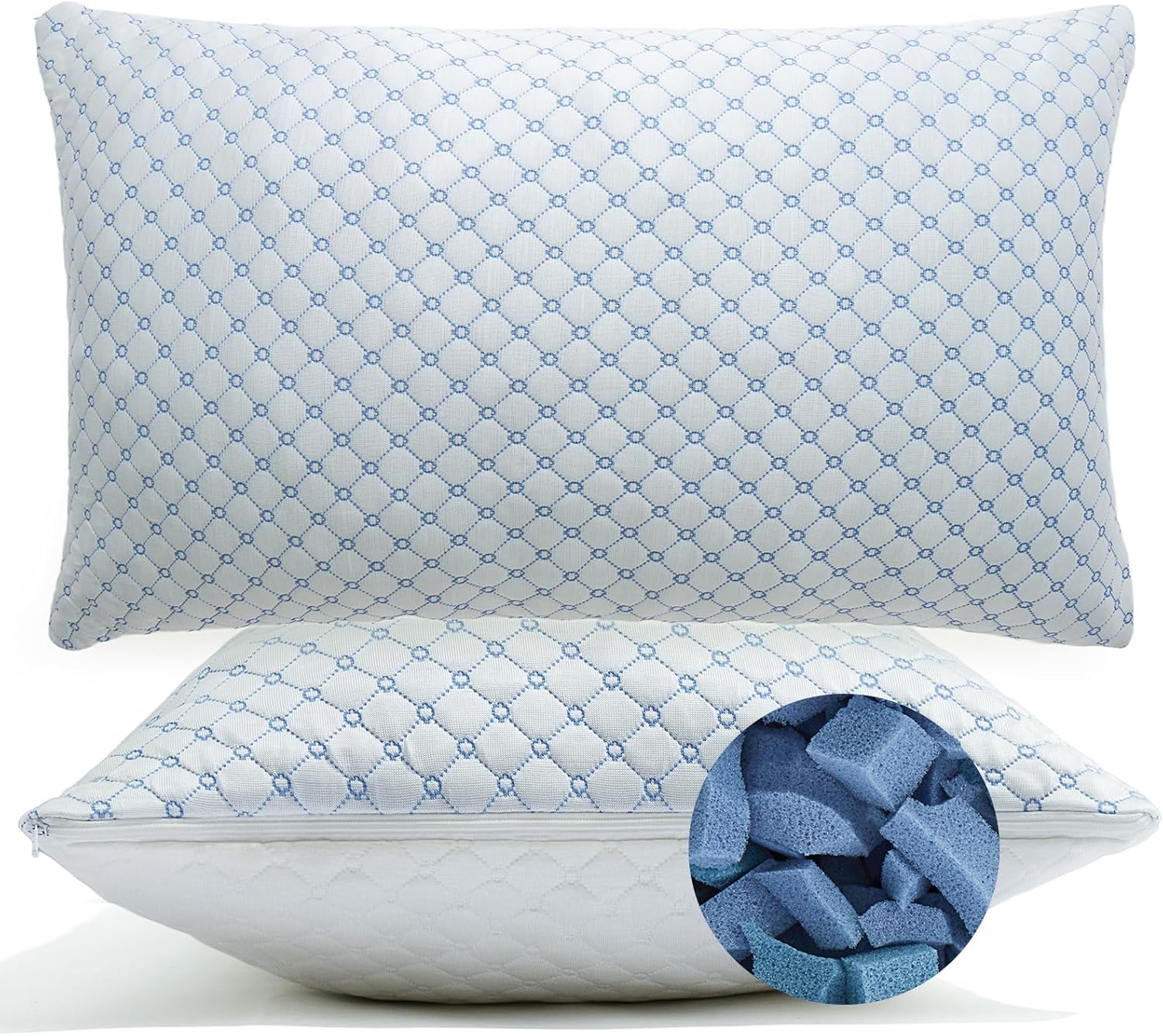 Shredded Memory Foam Pillows for Bed Set of 2