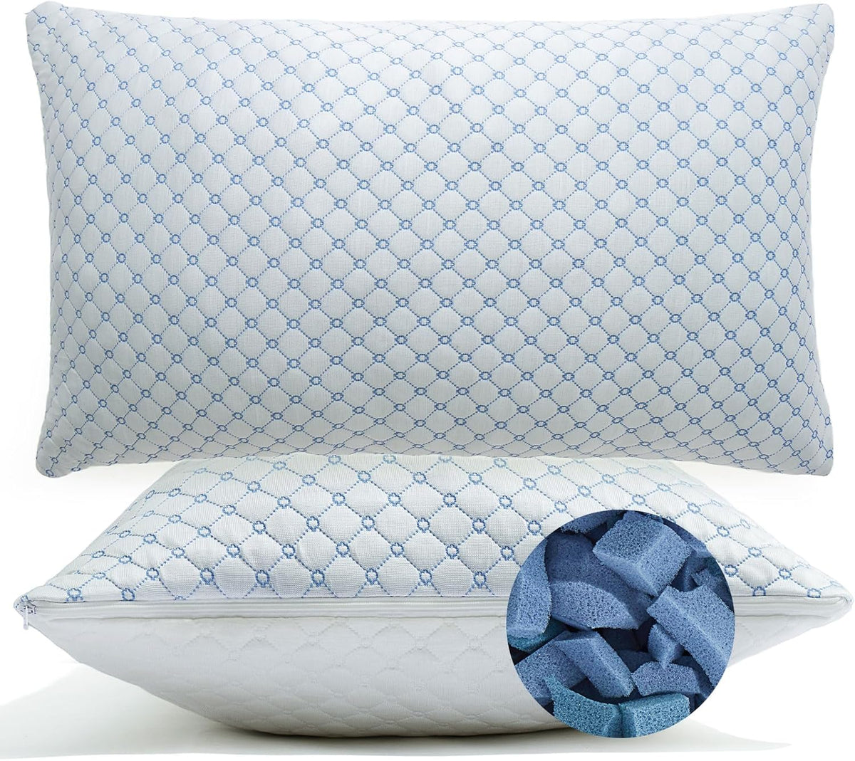 Shredded Memory Foam Pillows for Bed Set of 2
