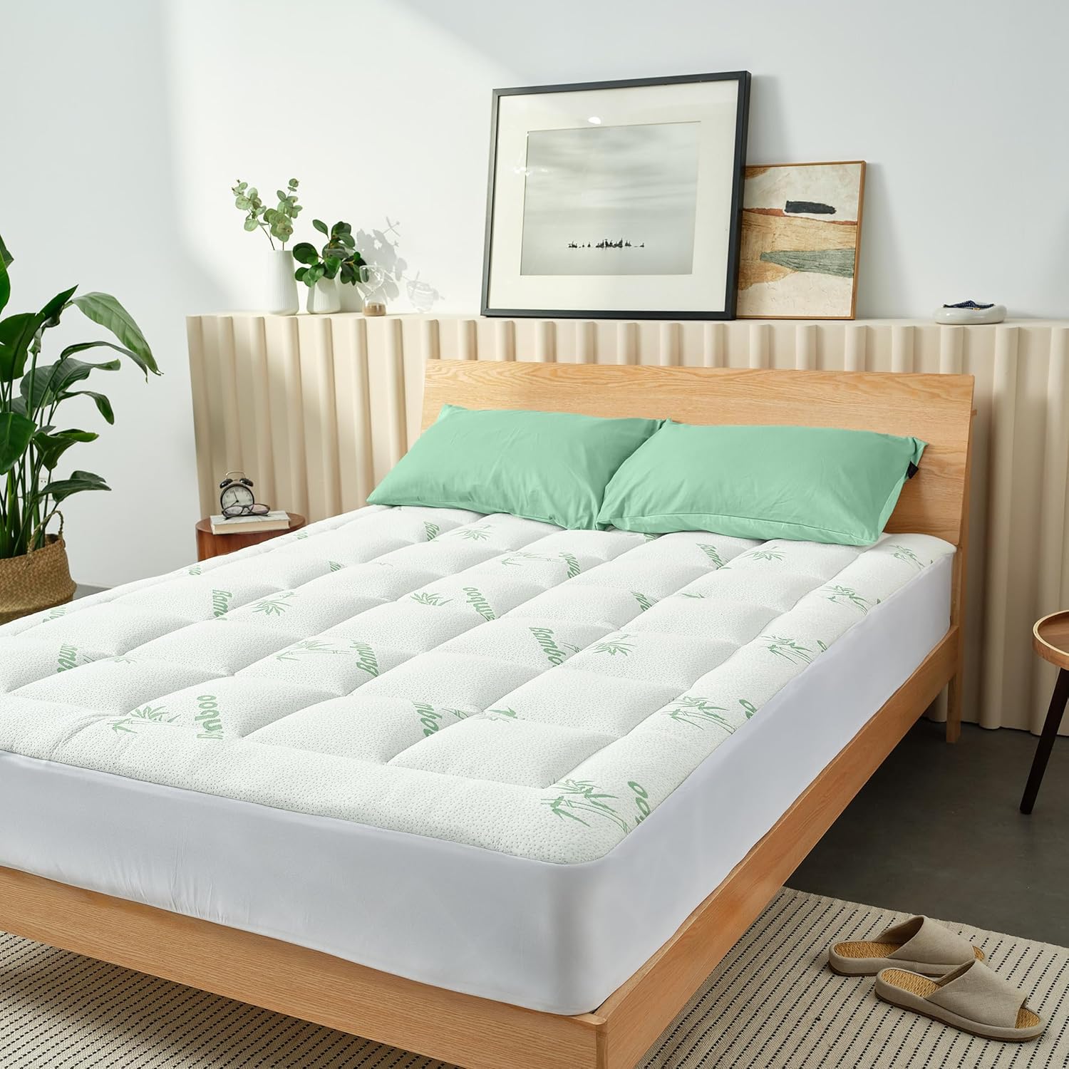 Ultra Soft Full Size Mattress Topper - Viscose Made from Bamboo Pillow Top Mattress Pad for Back Pain Relief