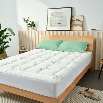 Ultra Soft Full Size Mattress Topper - Viscose Made from Bamboo Pillow Top Mattress Pad for Back Pain Relief