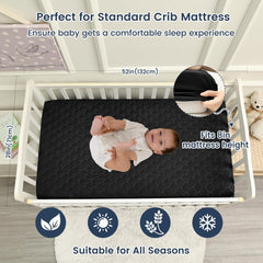 Waterproof Crib Mattress Protector Pad Cover, Fitted Standard Crib and Toddler Mattresses, Ultra Soft and Breathable for Boys Girls Neutral