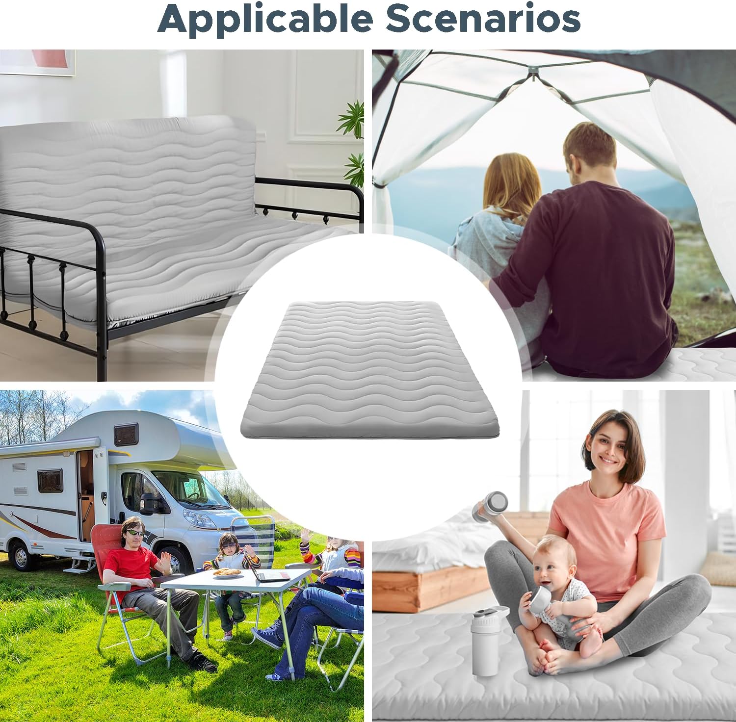 Japanese Futon Floor Mattress, 100% High Density Comfortable Foam, 3.5 Thicken Foldable Mattress Tatami Mat Sleeping Pad, Ideal for Comfort and Suppo