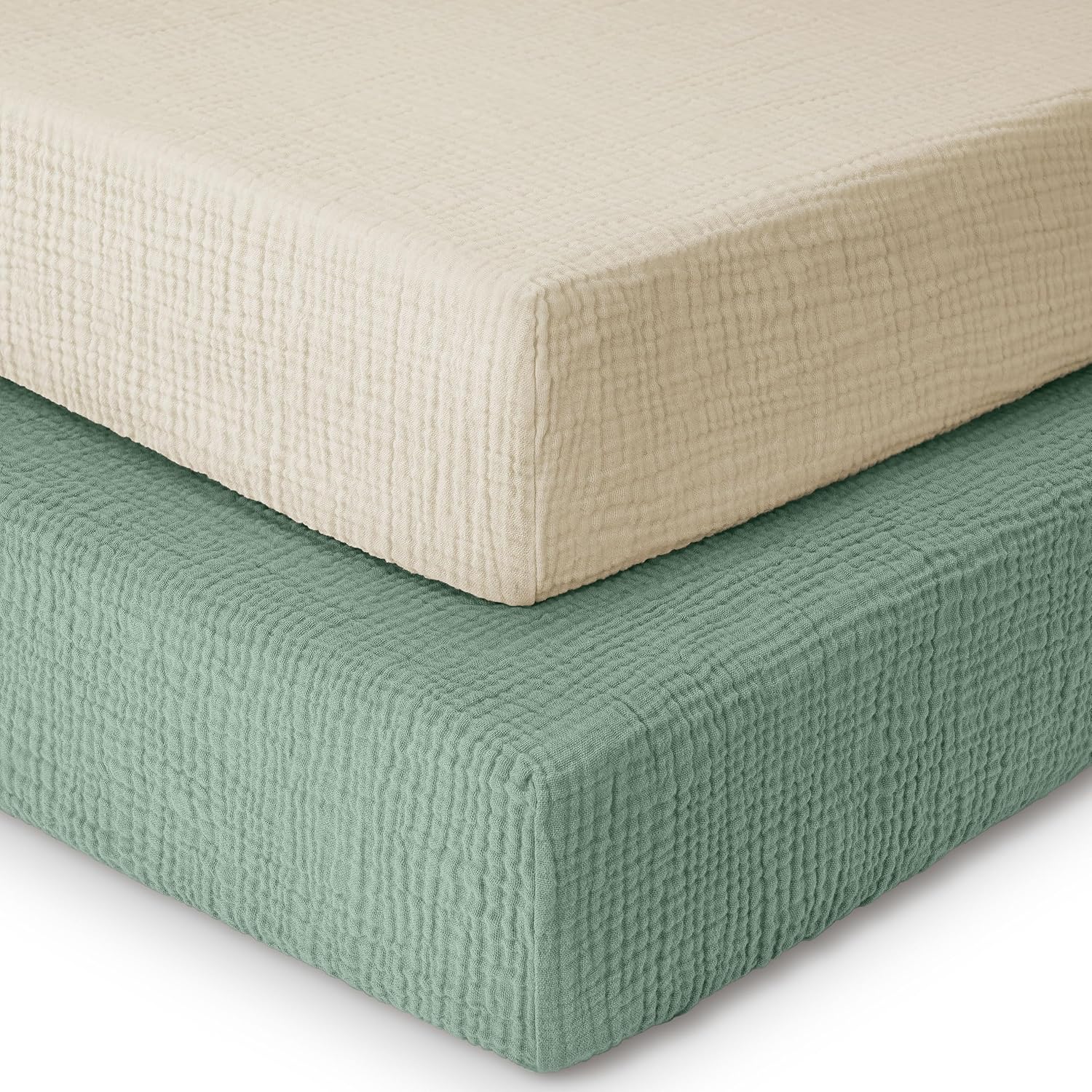 Crib Sheets for Boys Girls 100% Cotton Fitted Baby Crib Sheet 2 Pack Soft and Breathable for Standard Crib Mattress & Toddler Mattress
